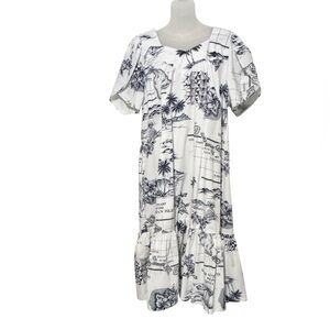 Winnie Fashion Vintage Hawaiian Muumuu with Hawaii Islands & Maps Print